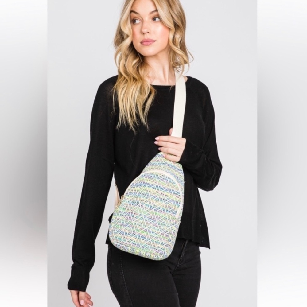 Aztec Print Crossbody Sling Bag Lightweight Geometric Backpack Travel Bag - Picture 2 of 11